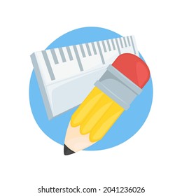 Back To School Emoji Icon Illustration. Pencil and Ruler Vector Symbol Emoticon Design Doodle Vector.