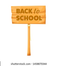 Back to school empty wooden banner. Game wooden empty boards isolated cartoon elements games gui interface vector illustration