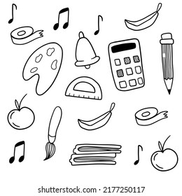 Back to school equipment set in doodle style vector