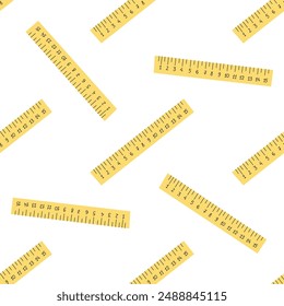 Back to School. School essential illustration. Flat style ruler seamless pattern.