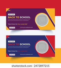  back to school facebook cover design or web banner design template