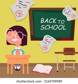 back to school female student classroom