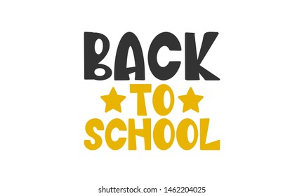 Back to School. First day in September. Handwritten vector lettering. Unique hand drawn nursery poster. Cute phrase. Ink brush calligraphy. Scandinavian style font. Poster, card, banner, t-shirt
