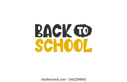 Back to School. First day in September. Handwritten vector lettering. Unique hand drawn nursery poster. Cute phrase. Ink brush calligraphy. Scandinavian style font. Poster, card, banner, t-shirt
