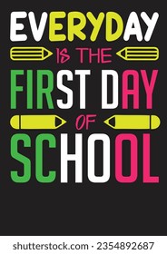 
De vuelta a la escuela primer día de diseño de camisetas. Puedes usarlo fácilmente como tu diseño de camisetas