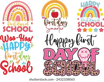 
back to school, first day of school, first day of school vibes, wavy vintage rainbow first day of school bundle, teacher, Back To  Bundle, FIrst Day Of , Teacher Shirt, Welcome 