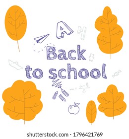 Back to school. Flat cartoon vector illustration, hand drawn style, isolated on white.

