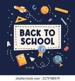 back to school flat design illustration banner