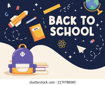 back to school flat design illustration banner