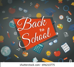 Back to school flat style banner. Eps10