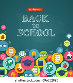 Back to school flat style banner. Eps10