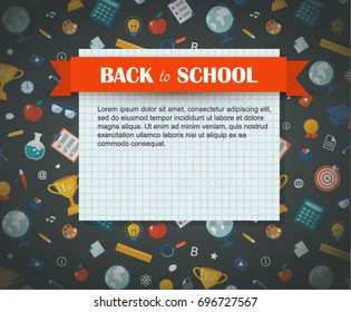 Back to school flat style banner. Eps10