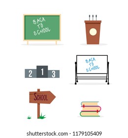 Back to school flat style design vector clip art element pack
