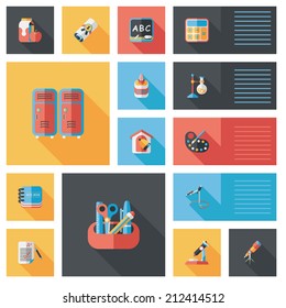 back to school flat ui background set, eps10
