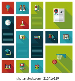 back to school flat ui background set, eps10