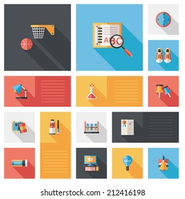 back to school flat ui background set, eps10