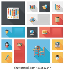 back to school flat ui background set, eps10