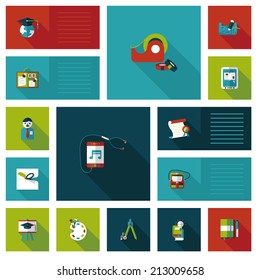 back to school flat ui background set, eps10