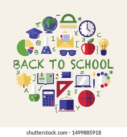 Back to school flat vector illustration, design of banner or poster.