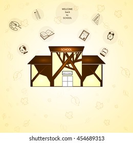 Back to school flat vector illustration and education icons set background kids college supplies. vector illustration 