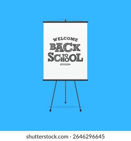 Zurück zur Schule Flipchart Mockup mit blauem Hintergrund