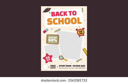 Back To School Flyer. Back to school, college, study concept. Perfect for web ads, branding, flyer, banner.