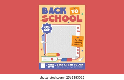 Back To School Flyer. Back to school, college, study concept. Perfect for web ads, branding, flyer, banner.