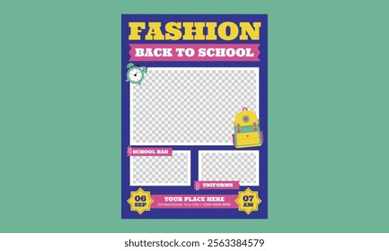 Back To School Flyer. Back to school, college, study concept. Perfect for web ads, branding, flyer, banner.