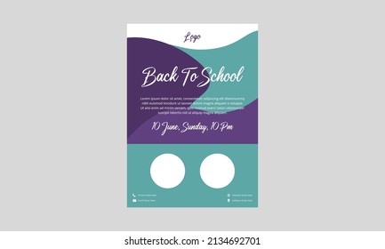 back to school flyer design template. creative back to school flyer design. school flyer design with date and text.