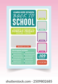 Back to school Flyer design template with children and education poster template. Posters with different kids for poster, wallpaper, print, website. Vector background for your design
