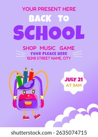 Back to the school flyer design, vector illustration for an events and for shopping for school. 