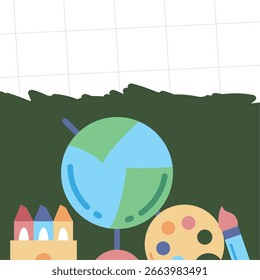 Vuelta a la escuela Flyer Flat Ilustración vectorial de dibujos animados