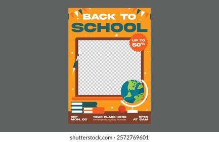 Back To School Flyer. Kids back to school education admission flyer, poster, layout template