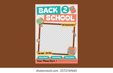 Back To School Flyer. Kids back to school education admission flyer, poster, layout template