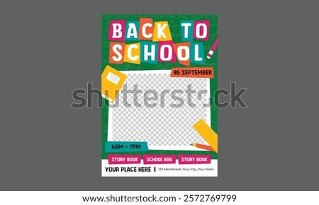 Back To School Flyer. Kids back to school education admission flyer, poster, layout template