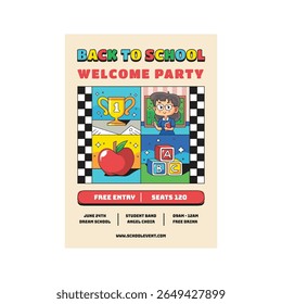 Diseño de Plantilla de póster de volante de regreso a la escuela
