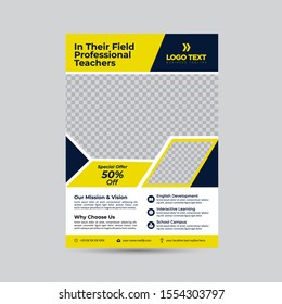 Back to school flyer template with different objects.
