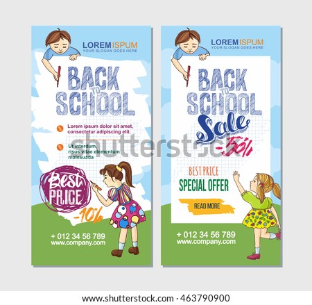 Back School Flyer Template Hand Drawn Stock Vector Royalty Free