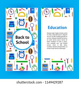 Back to school flyer. Vector illustration of brochure template.