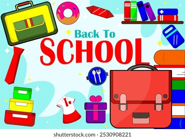 back to school with font and cute objects.