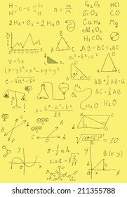 Back to school formulas. Hand drawn illustration.
