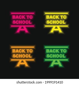 Back To School four color glowing neon vector icon