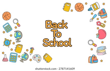 Back to School Frame with Education Doodle Elements Illustration