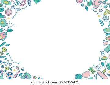 back to school frame. Frame of office items, stationery set. Vector illustration