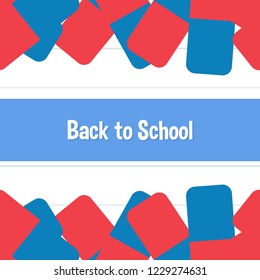 Back to school frame pattern template. eraser text for pencil in flat style. white paper background. blue label. Design elements for invitations, wallpaper, greeting cards. icons vector illustration