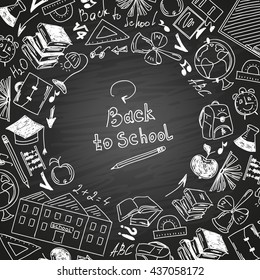 Back to school, freehand drawing school subjects