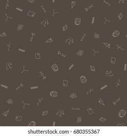 Back to school freehand drawings seamless pattern. Back to school pattern in doodle style. Hand drawn elements doodles design for wallpapers, wrapping, textile prints, backgrounds. Vector illustration
