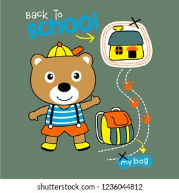 back to school funny animal cartoon,vector illustration