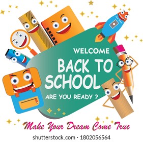 Back to School Funny Character Illustrtion Vector