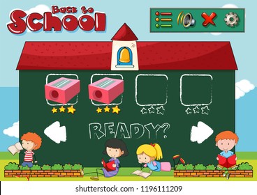 Back to school game template illustration